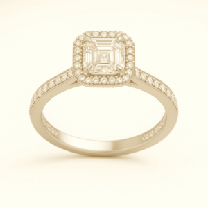 A12 - Asscher with Classic Halo & Channel Setting Diamond Shoulder