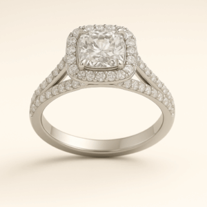 C12 - Cushion with Cushion Halo and Split Shank Band