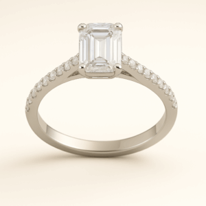 E10 - Emerald + French Set Diamond Band