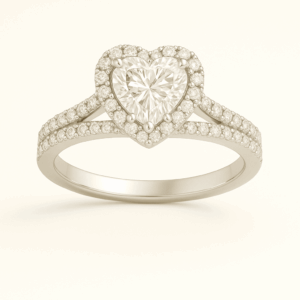 H12 - Heart with Heart Halo and Split Shank Band