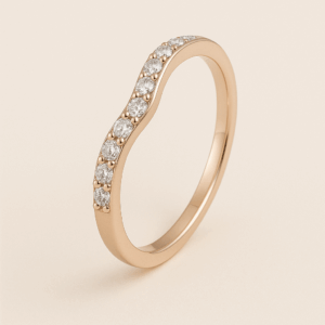 LWB10 - Shaped Pavé Diamond Wedding Band – 2mm (18ct Rose Gold)