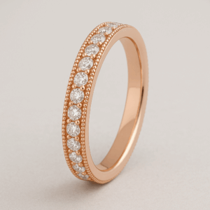 LWB16 - Pavé Milgrain Diamond Wedding Band – 2mm (18ct Rose Gold)</p>