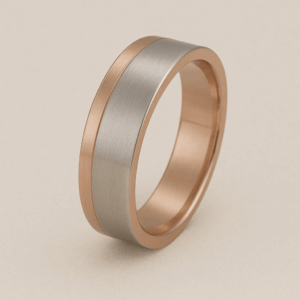 MB04 - Two-Tone Classic Court Wedding Band – 6mm (Platinum & 18ct Rose Gold)