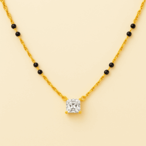 MS05 - 8 Bead Princess Cut Solitaire Mangalsutra