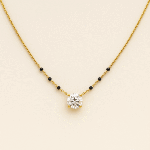 MS10 - 6 Bead Emerald Cut Solitaire Mangalsutra