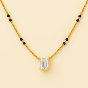 MS15 - 8 Bead Emerald Cut Solitaire Mangalsutra