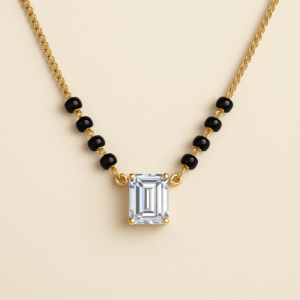 MS26 - 8 Bead Emerald Solitaire Mangalsutra (Vertical)