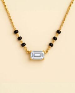 MS27 - 6 Bead Emerald Solitaire Mangalsutra (Horizontal)