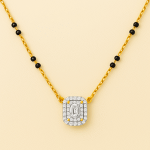 MS33 - 8 Bead Emerald Cushion Halo Mangalsutra