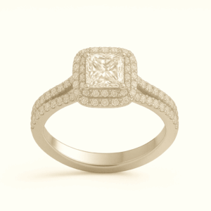 P15 - Princess with Double Halo & Split Shank Diamond Shoulder