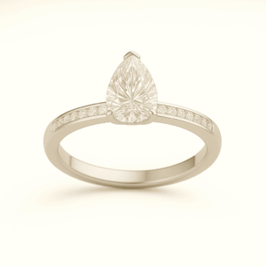 PE08 - Pear + Channel Diamond Band