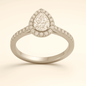 PE12 - Pear with Classic Halo & Diamond Shoulder